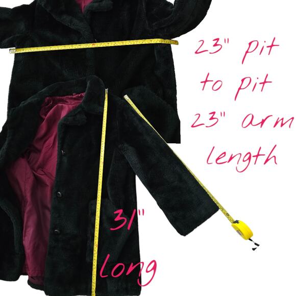 Vintage 60's NPC Fashions Faux Fur Black Double Breasted Pea Coat Large EUC - Picture 5 of 7